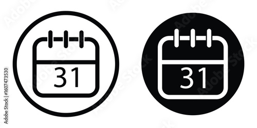 The calendar icon turns the page from December 31st to the New Year's January 1st. Calendar displaying day 31 (thirty-first) of the december - Day 31 of the month. illustration. eps 10