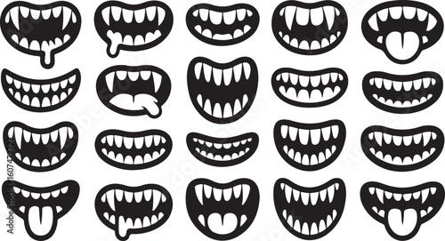 Cartoon Mouth Vector Illustration Set for Character Design and Animation