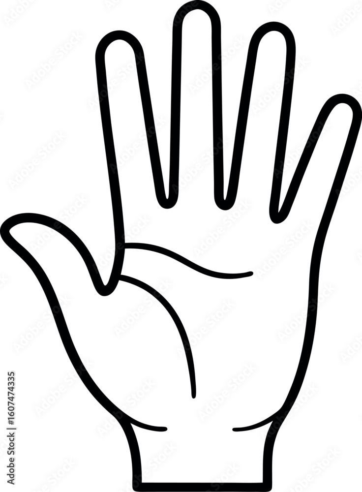 Obraz premium Minimalist Vector Left Hand with Open Palm