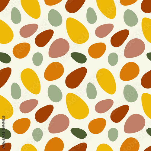 Muted Terrazzo Seamless Pattern With Organic Pebble Shapes In Earthy Brown Tones