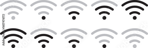 Set of simple wifi icon set, Lost wireless fidelity, network disconnection, wifi internet no access error, representing no internet connection illustration
