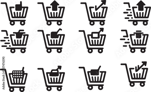 Modern e commerce shopping cart icon with a clean silhouette design