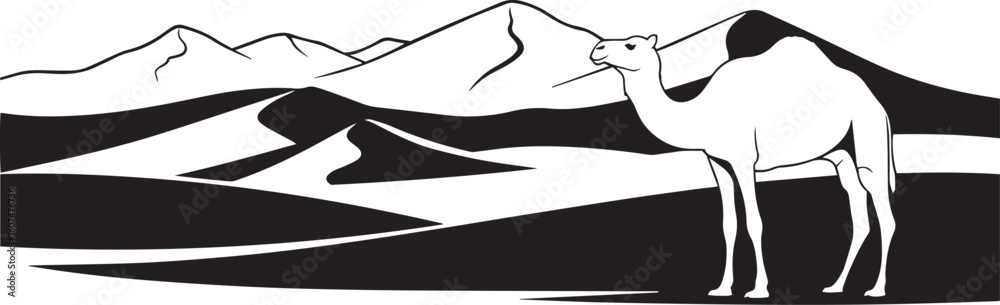 Fototapeta premium vector illustration of Desert with camel