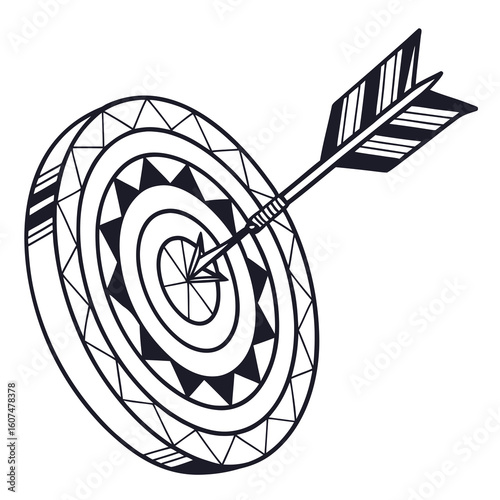 Polygonal isolated target with arrow on white background. Modern low poly monochrome style. Technology and innovation vector illustration with 3D effect. Growth strategy or financial goal .