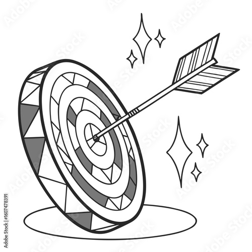 Polygonal isolated target with arrow on white background. Modern low poly monochrome style. Technology and innovation vector illustration with 3D effect. Growth strategy or financial goal .