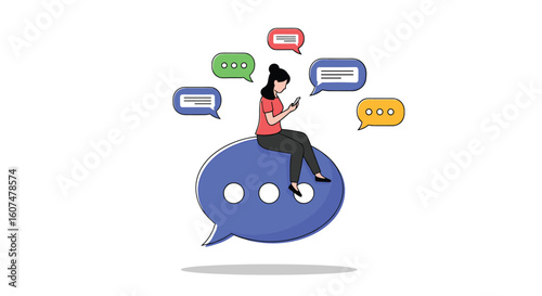Creative concept of digital communication and social networking through messaging applications