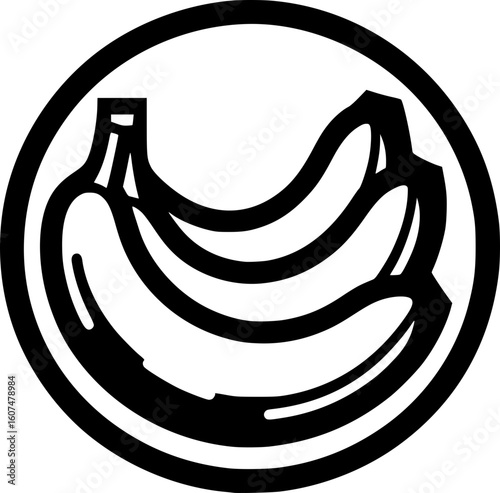 Minimalist black and white banana icon with clean lines. Simple, modern, and scalable design for stickers, logos, or digital use.