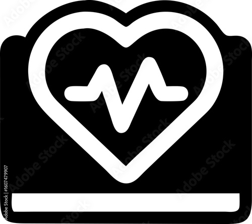 Heartbeat line with a heart, health or vital signs icon
