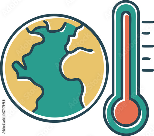 thermometer with temperature and earth icon., global warming concept
