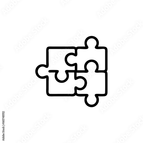 Outline four interconnected puzzle pieces on connection interlocking