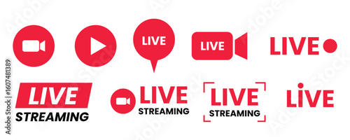 Live Streaming Icon set vector.  Broadcast streaming symbol