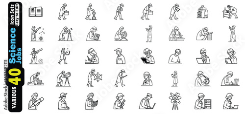 Diverse Science Professions Icons with Lab Equipment and Research Activities jobs
