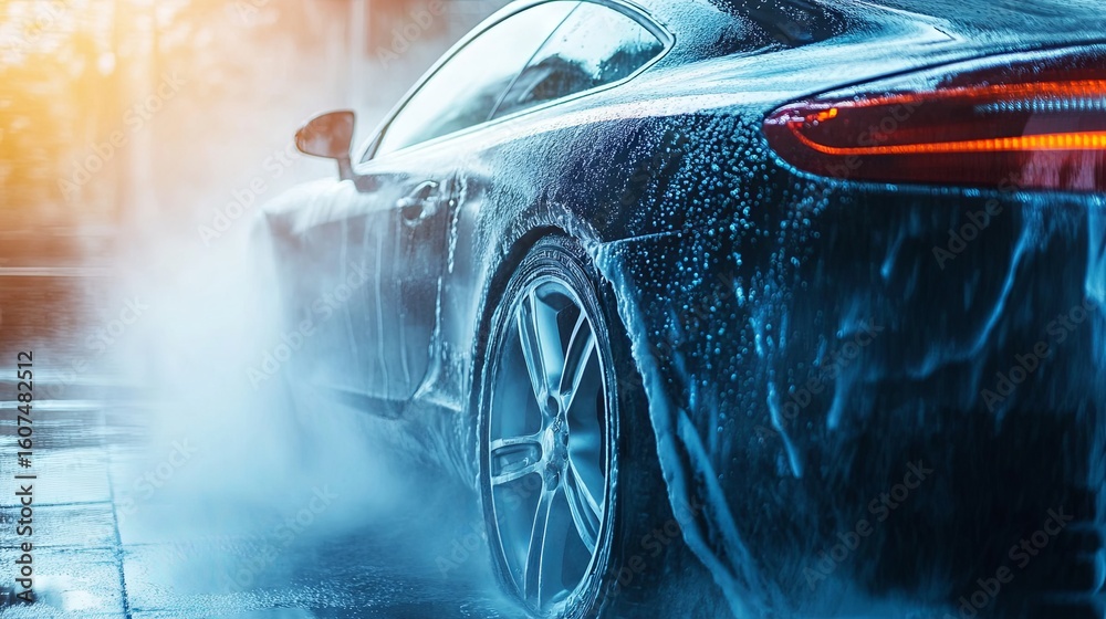 © Kateryna Kordubailo - Automatic car wash in action, with foam and water cleaning the vehicle
