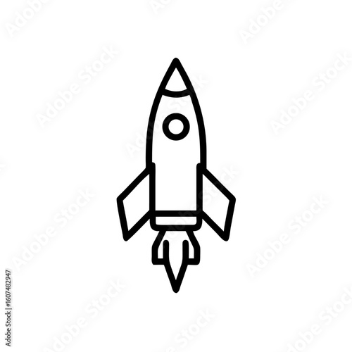 Outline rocket icon with exhaust on launch space