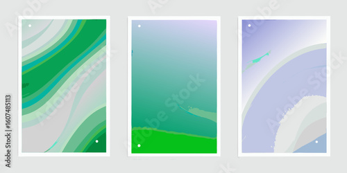 Abstract Art Posters in Teal and Green Tones