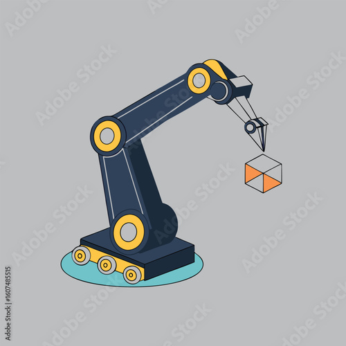 Industrial robotic arm assembling a complex component with precision