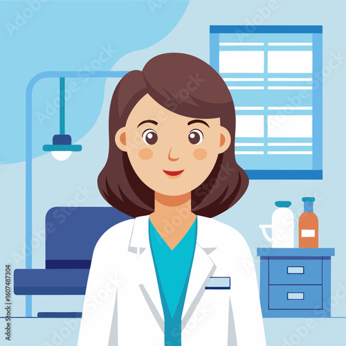 Friendly female doctor in a medical office setting