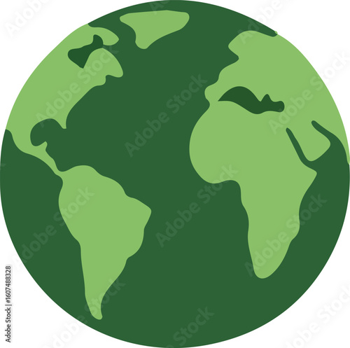 Green earth globe continents world landmasses