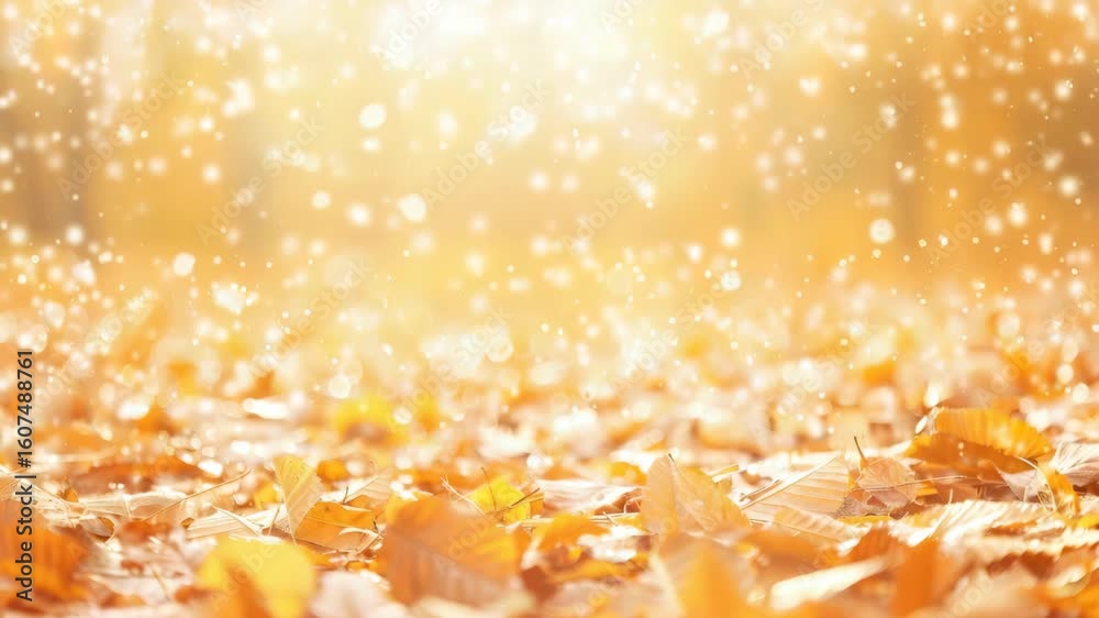 Golden Hues of Autumn: A warm and inviting tableau of fallen leaves in varying shades of gold and amber, evokes a sense of tranquility.