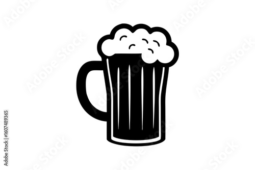 Beer mug full beverage drink alcohol silhouette vector illustration