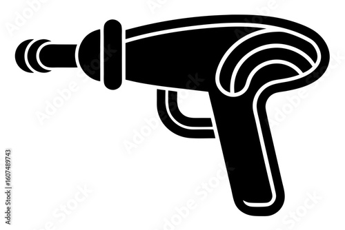 Retro futuristic ray gun weapon blaster silhouette vector illustration