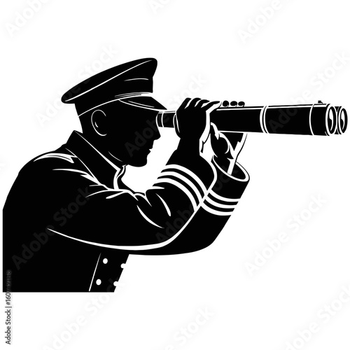 Officer looking through a long telescope tool