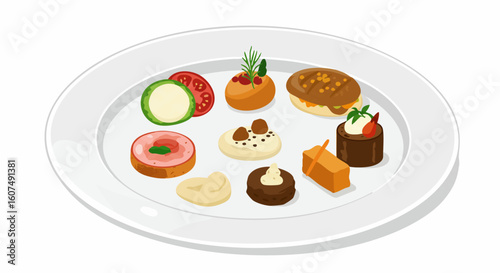 A Diverse Plate of Appetizers and Small Bites, Perfect for Catering or a Gathering