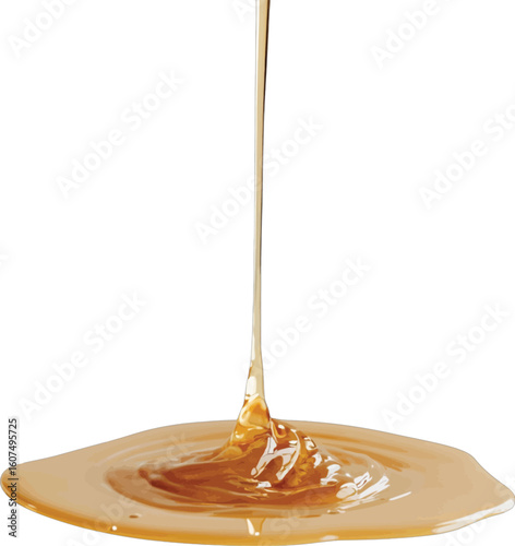 Golden liquid pouring creating ripples viscous thick