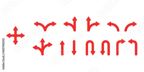 Transparent PNG available
Abstract set of way direction arrow. Collection of way sign, Road navigation arrows, direction mark, crossroad symbol, arrow set vector illustration. Black road navigator arr
