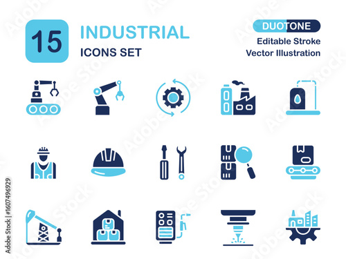 Modern Duotone Industrial Icon Set