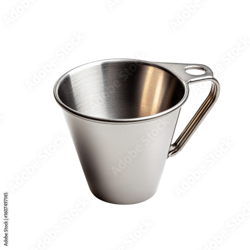 Stainless steel measuring cup isolated on transparent background
