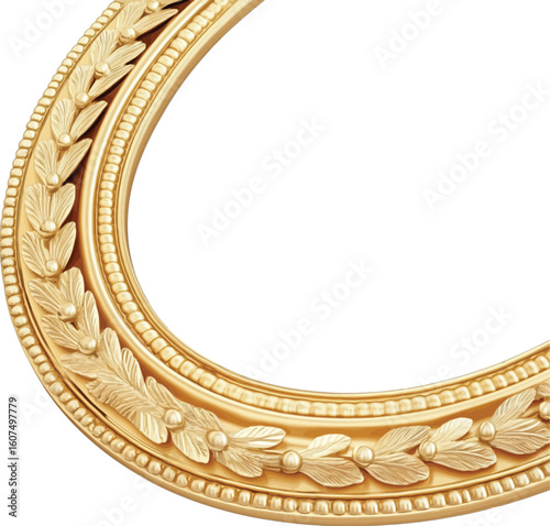 Ornate gold oval frame with leaf motif decorative