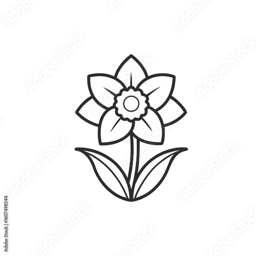 Simple daffodil outline icon on white background