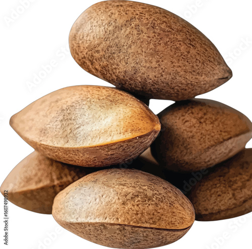 Pile of brown nuts food natural