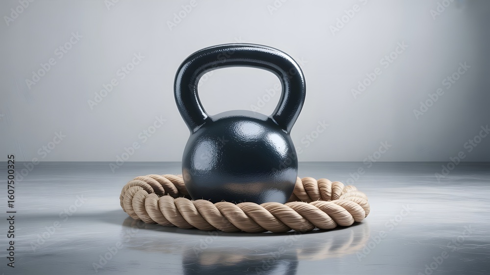 Fototapeta premium kettlebell and rope, fitness-focused, Healthy Lifestyles Concept, created with generative ai