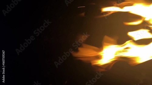 Flame on black background. Fire on black background. Isolated fire on black background.
