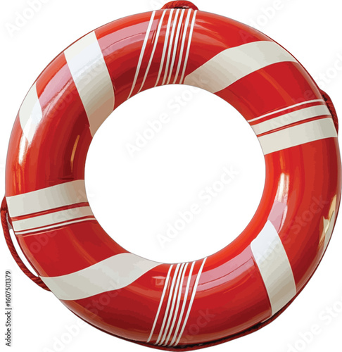 Red white striped lifebuoy safety
