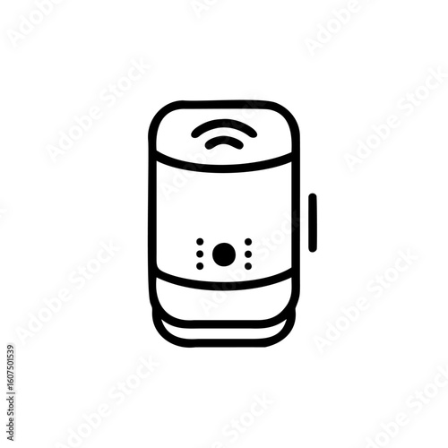 Outline icon a smart speaker with wifi signal indicator lights assistant