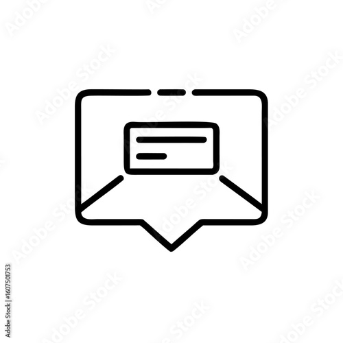 Outline icon an open envelope with message inside mail letter