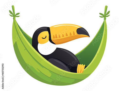  Peaceful Toucan Napping Soundly in Leaf Hammock