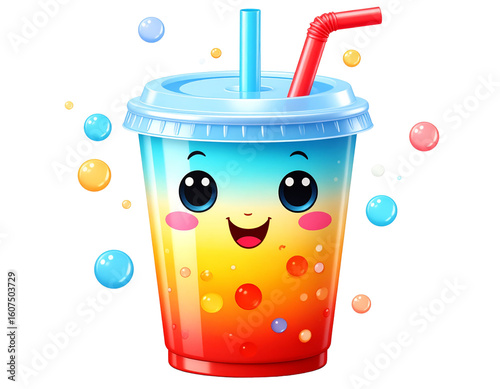 3D Animated Soft Drink Character with Cute Design, Isolated on Transparent Background