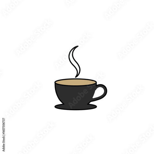 Minimal Coffee Cup Icon – Hot Drink Vector Illustration for Café, Menu & Logo Design