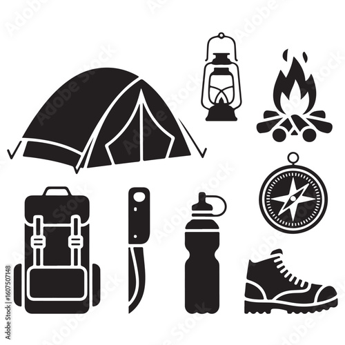 Vector set of camping and travel icons