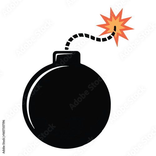 A black cartoon bomb with a burning fuse, symbolizing danger and explosive destruction