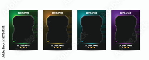 Set of player trading card template, Photo frame and border collection for soccer, hockey, volleyball, and basketball players, Sport flyer layout design, Template eps 10.