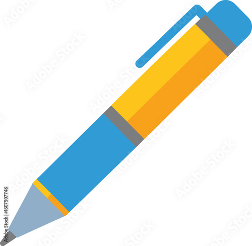 Blue and Yellow Mechanical Pencil Vector Flat Design Drawing And Writing Tool for School And Office