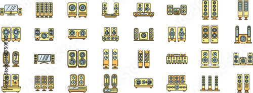 Various audio speaker systems and home cinema setups enhance listening experience