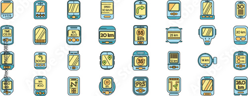 Bicycle computers displaying various metrics like speed, distance, time, and gps navigation, essential for cyclists