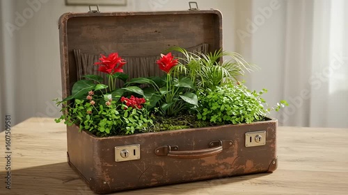 Vintage Suitcase Turned Planter: A Unique and Sustainable Home Decor Idea
