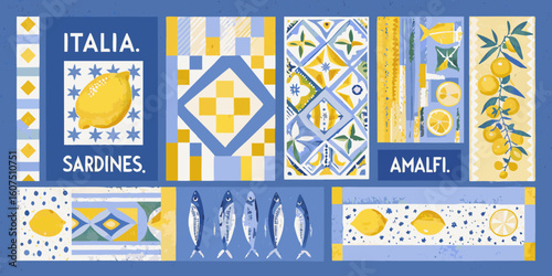 Italia Sardines Amalfi Decorative Tiles with Lemons and Sardines